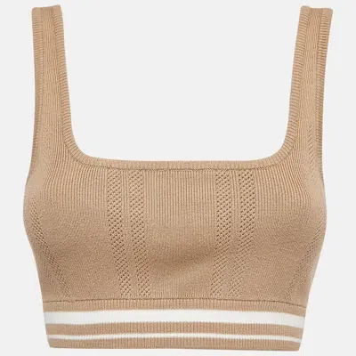 Pre-owned Kith Beige Patterned Rib Knit Crop Top S