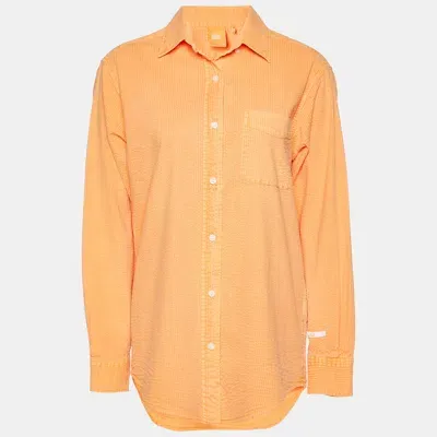 Pre-owned Kith Orange Cotton Seersucker Ora Button Down Shirt Xs