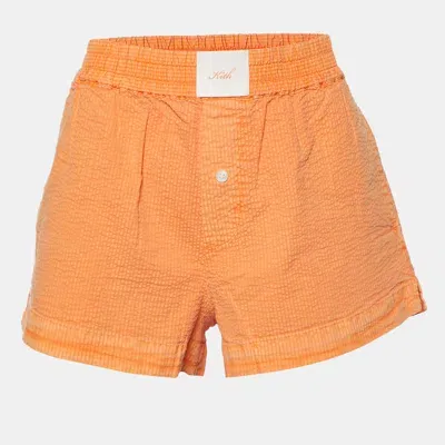 Pre-owned Kith Orange Seersucker Cotton Elasticized Waist Shorts S