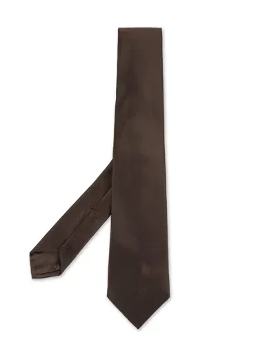 Kiton Brown Silk Tie