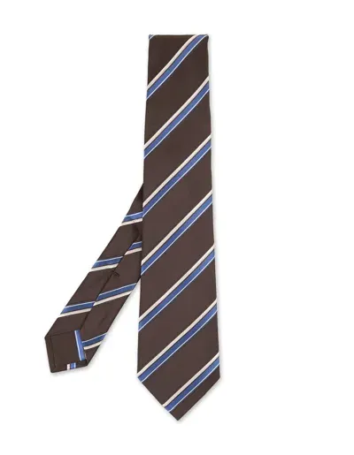 Kiton Brown Tie With Striped Pattern