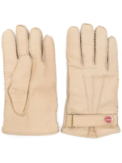 Kiton Logo-plaque Gloves In Beige