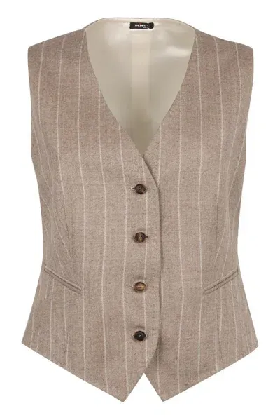 Kiton Pinstriped Buttoned Vest In Multi