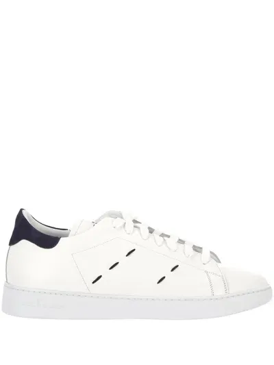 Kiton Sneakers In Bianco/blu Inchiostro