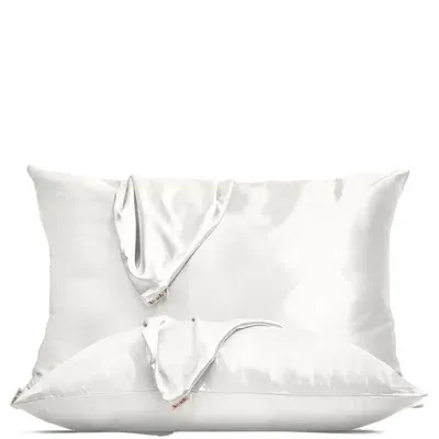 Kitsch Holiday Satin Pillowcase Duo - Ivory In White