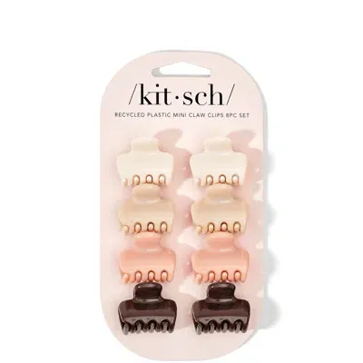 Kitsch Recycled Plastic Mini Puffy Rosewood Claw Clips 8 Piece Set In White