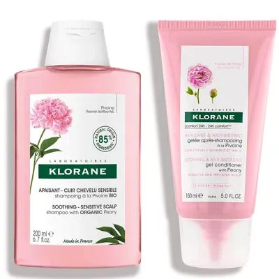 Klorane Soothing Peony Duo For Sensitive Scalp, Dry Scalp In White