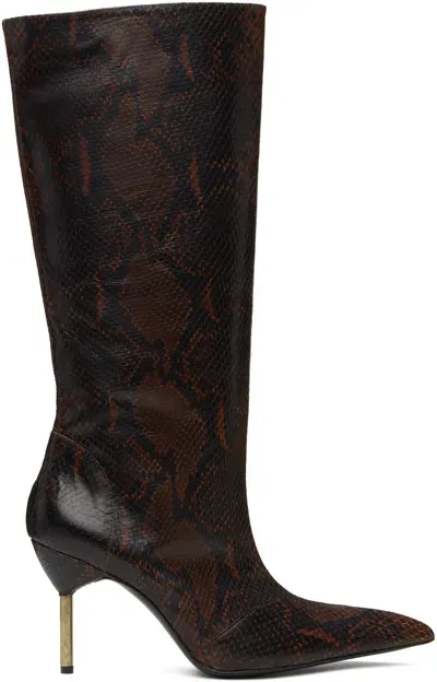 Knwls Brown Carmine Tall Boots In Brown Snake