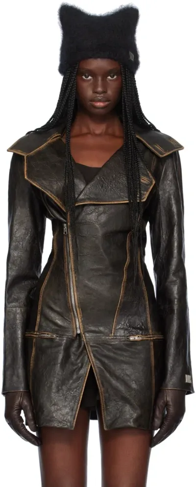 Knwls Brown Slk Leather Coat