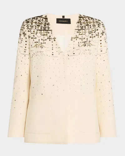 Kobi Halperin Brantley Beaded Wool Jacket In Ivory