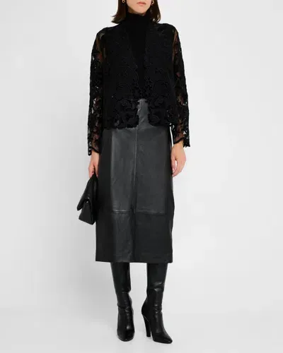 Kobi Halperin Elian Open-front Floral Lace Jacket In Black