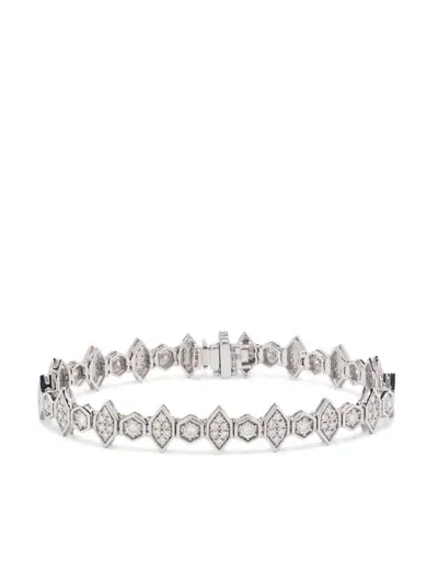 Kolours 18kt White Gold Fortis Diamond Bracelet In Silber