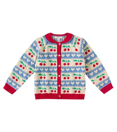 Konges Sløjd Kids' Belou Wool-blend Cardigan In Cherry Stripe