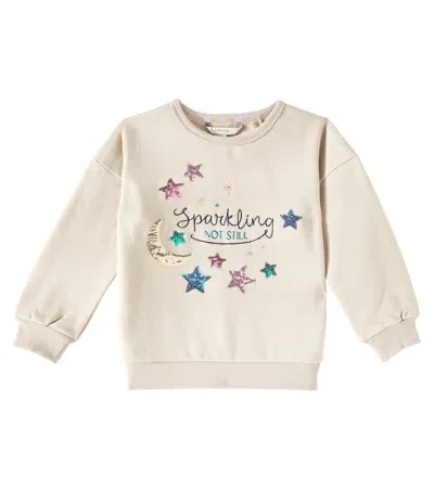 Konges Sløjd Kids' Lou Sequined Cotton-blend Fleece Sweatshirt In Beige