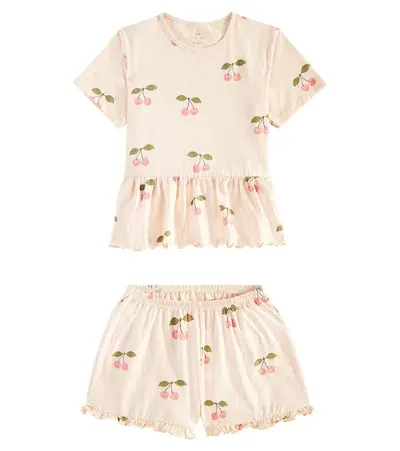 Konges Sløjd Kids' Printed Cotton-blend Top And Shorts Set In Pink