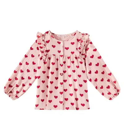 Konges Slojd Kids' Coco Printed Cotton Muslin Top In Pink