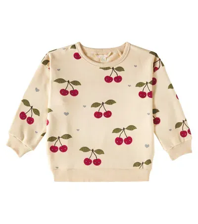 Konges Slojd Kids' Lou Printed Cotton-blend Fleece Sweatshirt In Cherry Bestie