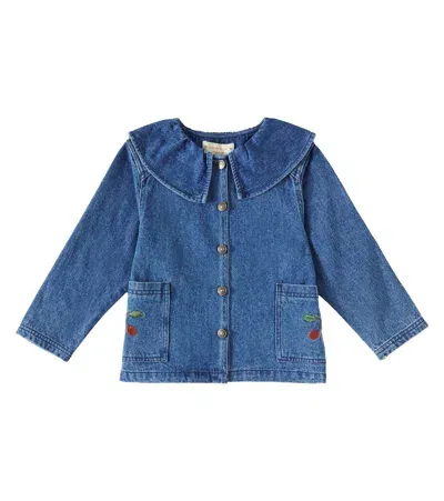 Konges Slojd Kids' Magot Embroidered Denim Shirt In Blue