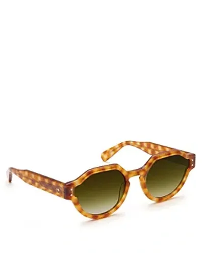 Krewe Astor Beveled Acetate Round Sunglasses In Fernet