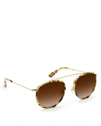 Krewe Chartres Mixed-media Aviator Sunglasses In Canary 18k