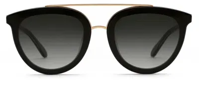 Krewe Clio Round Acetate Sunglasses, Black