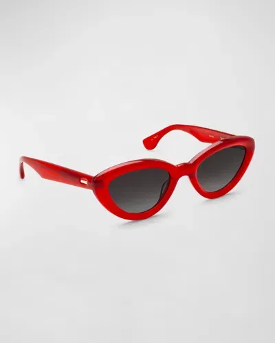 Krewe Sasha Red Acetate Cat-eye Sunglasses In Cherry