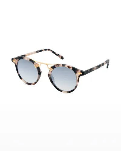 Krewe St. Louis Round Mirrored Sunglasses In Matte Sunday