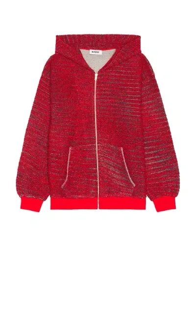 Krost Speckled Terry Zip Hoodie In Red