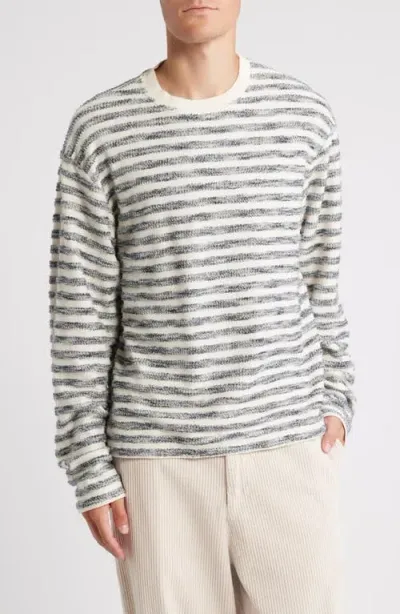 Krost Stripe Textured Long Sleeve T-shirt In White Multi