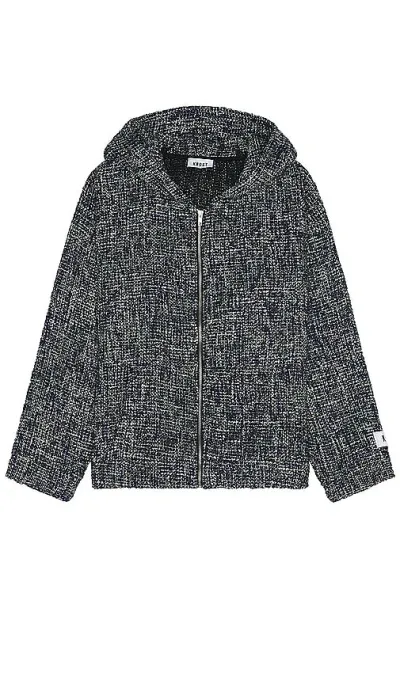 Krost Tweed Zip Hoodie In 深海军蓝