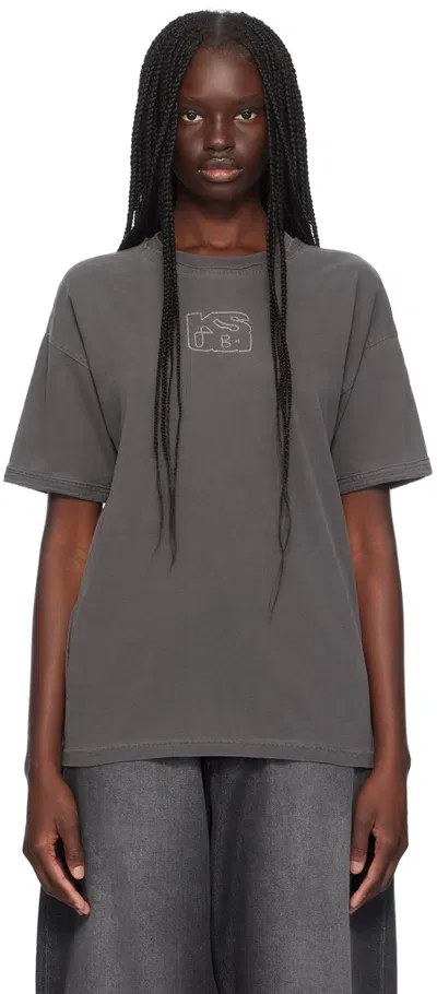 Ksubi Gray Stacked Oh G T-shirt In Charcoal