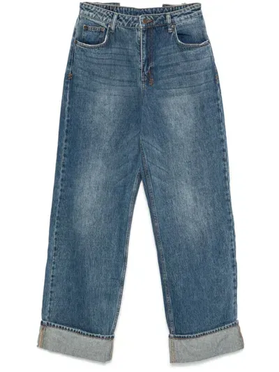 Ksubi Low Rider Cuffed Aged Jeans In Blue