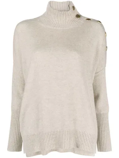 Kujten Button-detail Cashmere Jumper In Neutrals