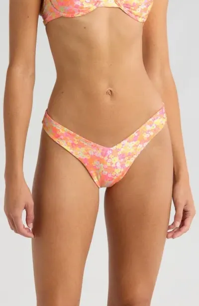 Kulani Kinis Retro Y Thong Bikini Bottoms In Mimosa Meadows