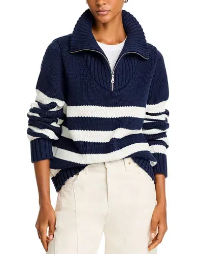 Kule The Matey Quarter Zip Sweater In Navy-white