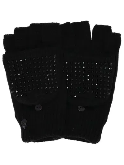 Kurt Geiger Crystal-embellished Eagle Gloves In Black