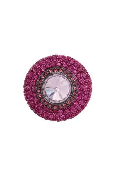 Kurt Geiger London Crystal Pavé Cocktail Ring In Pink