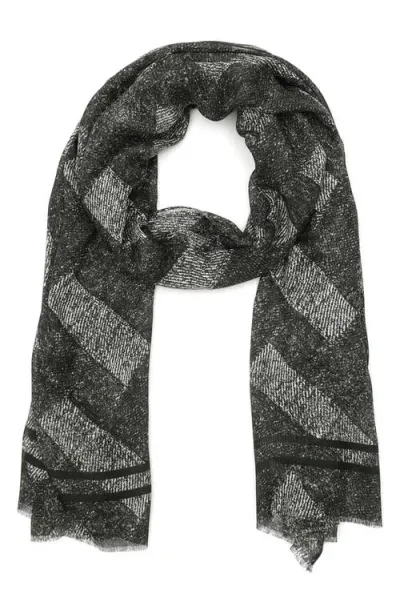 Kurt Geiger London Denim Print Oblong Scarf In Washed Black