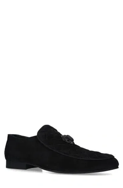 Kurt Geiger Hugh Eagle-embellished Quilted Velvet Loafers In Black/comb