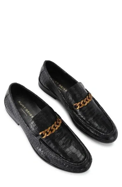 Kurt Geiger London Luca Croc Embossed Loafer In Charcoal