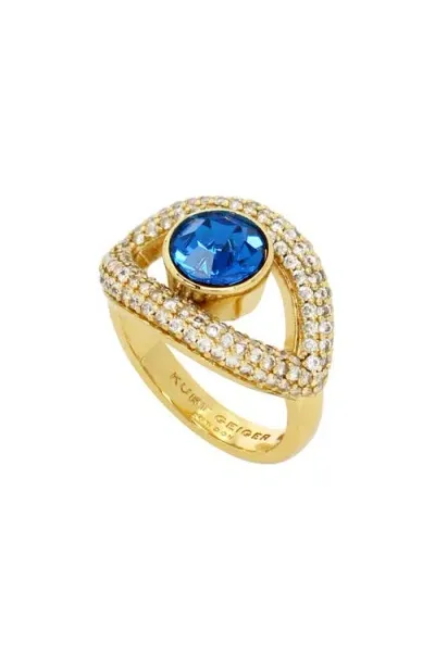 Kurt Geiger London Pavé Crystal Evil Eye Cocktail Ring In Blue