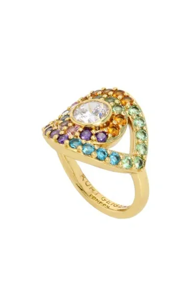 Kurt Geiger London Pavé Evil Eye Cocktail Ring In Multi