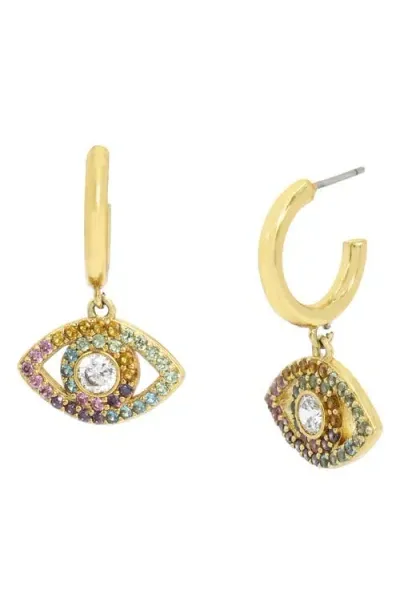 Kurt Geiger London Pavé Evil Eye Huggie Hoop Earrings In Gold Multicolor