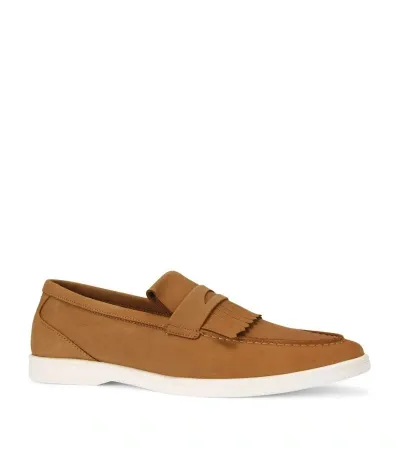 Kurt Geiger Nubuck Leather Julian Loafers In Tan