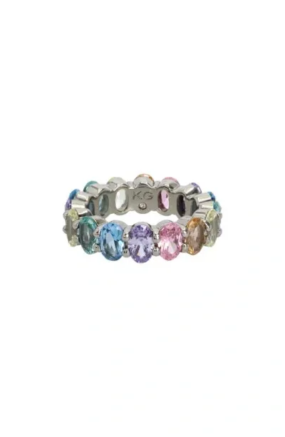 Kurt Geiger Rainbow Cubic Zirconia Eternity Ring In Multi/silver