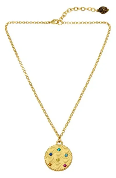 Kurt Geiger Southbank Coin Pendant Necklace In Multi/gold