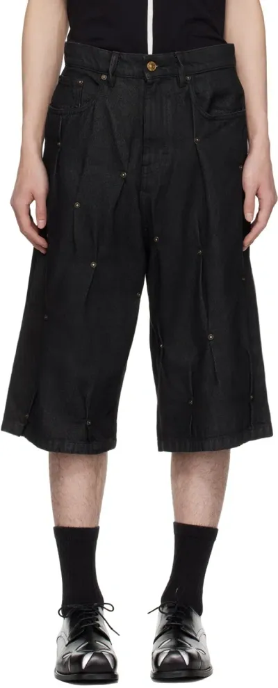 Kusikohc Black Multi Rivet Denim Shorts