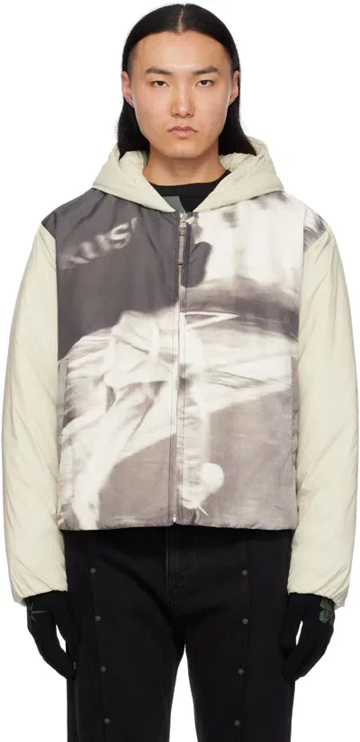 Kusikohc Off-white & Gray Padded Printed Jacket