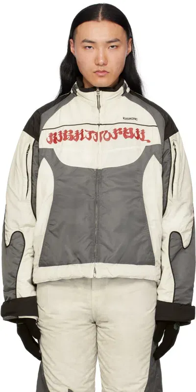 Kusikohc White & Gray Rider Padded Jacket In White And Grey