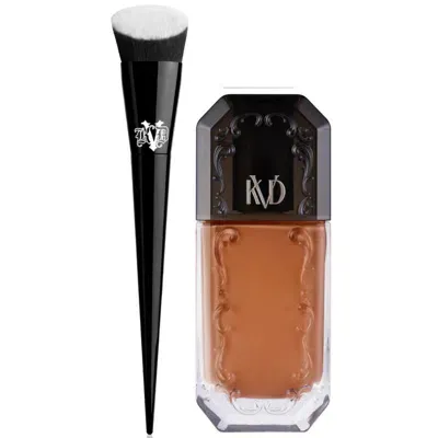 Kvd Beauty Lock It Edge Foundation Brush And Beauty Good Apple Full-coverage Serum Foundation 30ml Bundle (vari In Deep 084